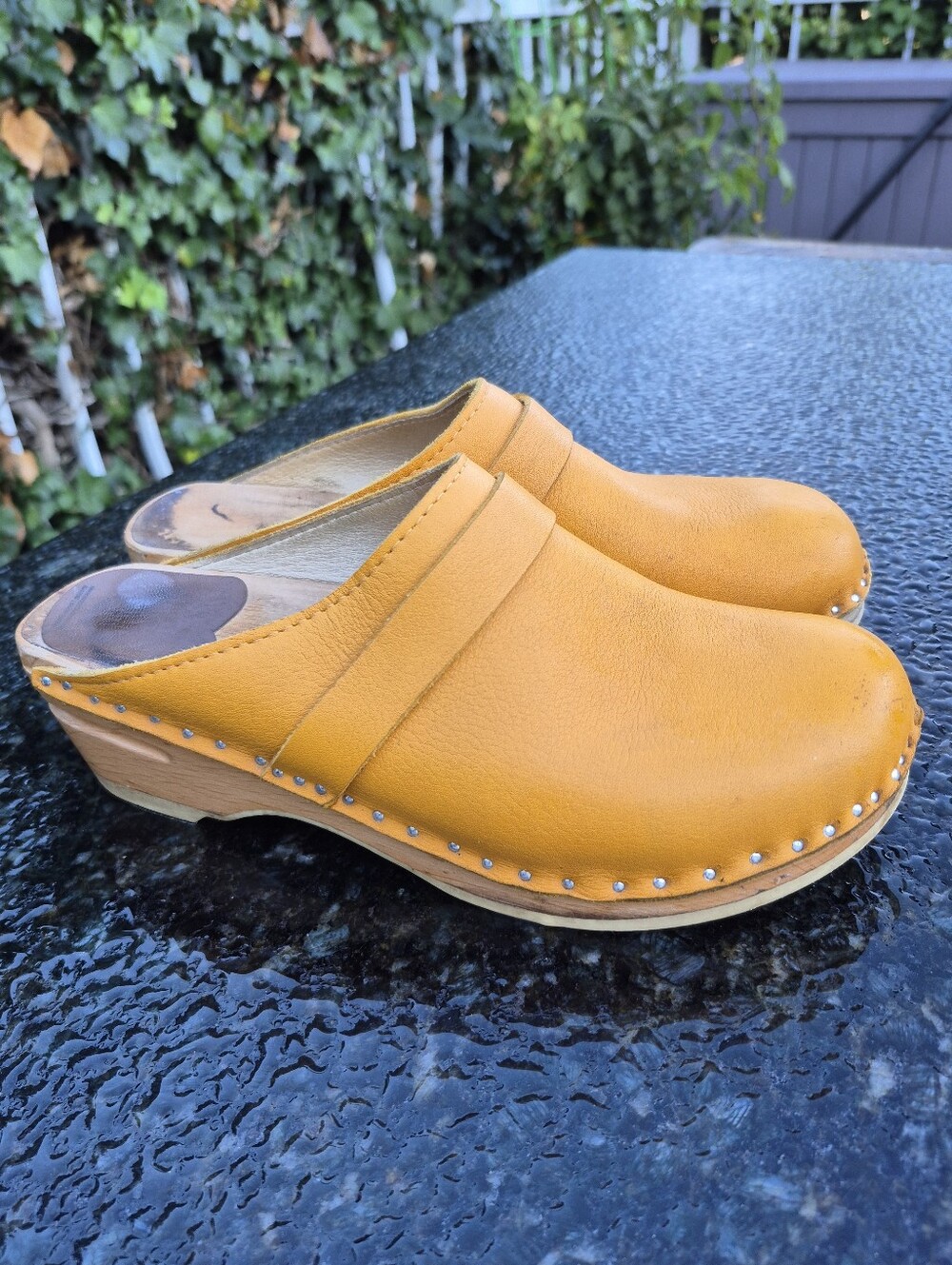 Troentorps Scandinavian Wooden Clogs 7 Mustard Colour